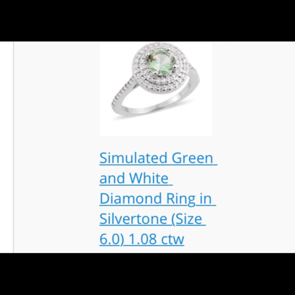 Simulated green and white diamond ring